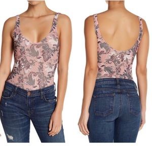 FREE PEOPLE Woven Bodysuit Freesia Pink  Medium